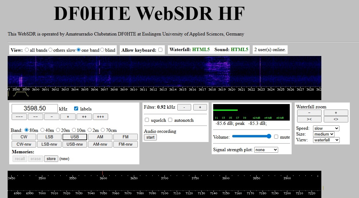 Прием RTTY 45 бод 170 Гц и декодирование MultiPSK через web sdr df0hte.
