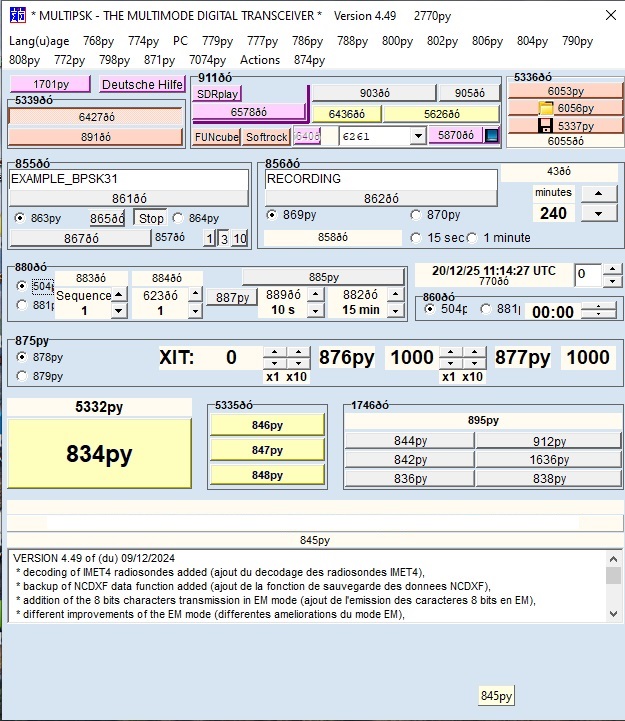 Программа MultiPSK, окно Конфигуратор, нумерация строк перевода с префиксом ру.